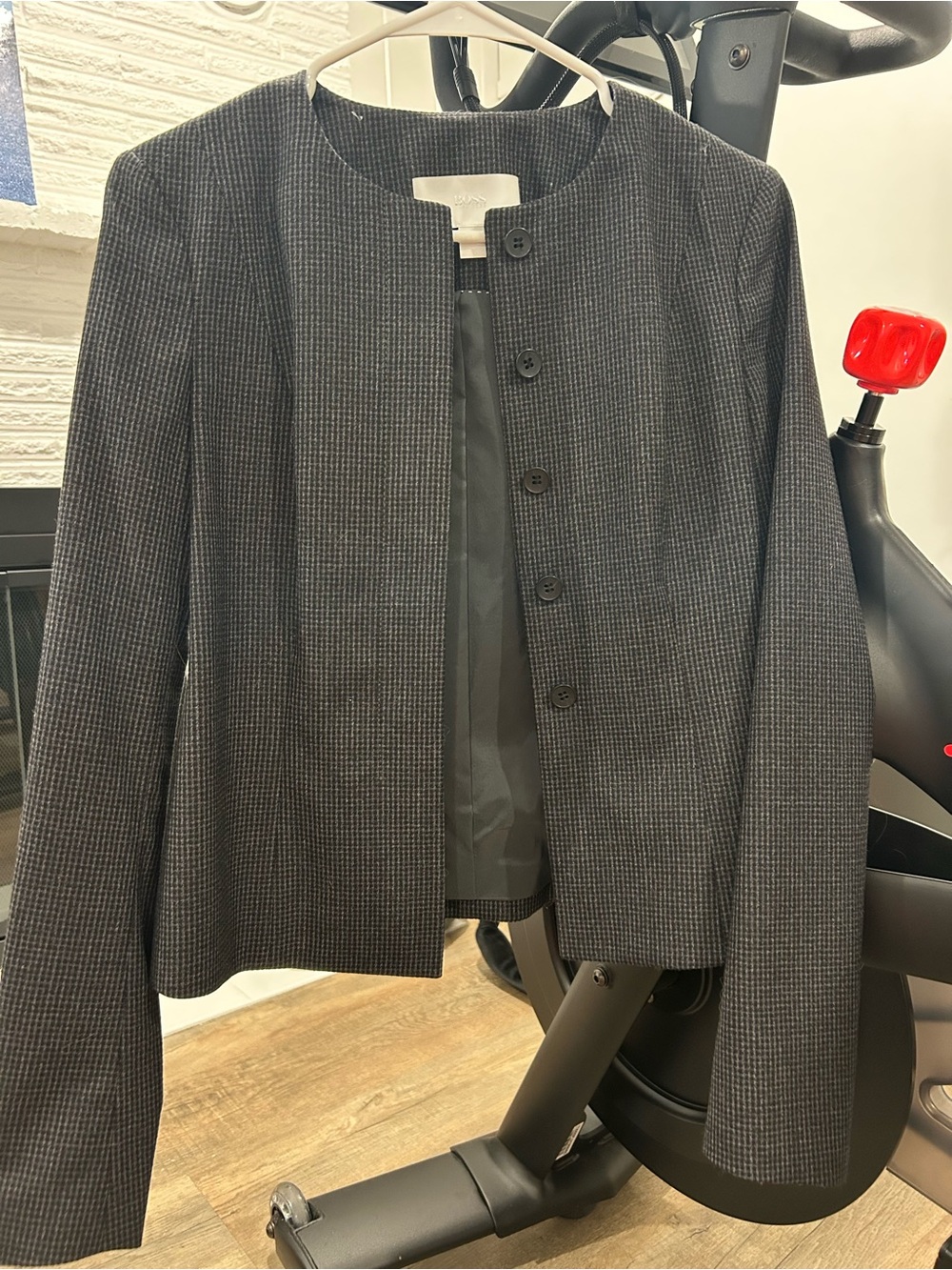 Boss Black-Gray Tailored Collarless Blazer